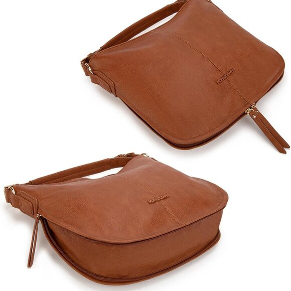 Hobo Bag Women Vegan Leather Shoulder Purse Handbag with Expandable Zipper - Picture 3 of 6